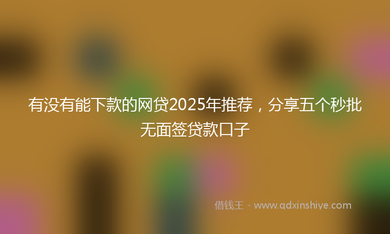 有没有能下款的网贷2025年推荐，分享五个秒批无面签贷款口子