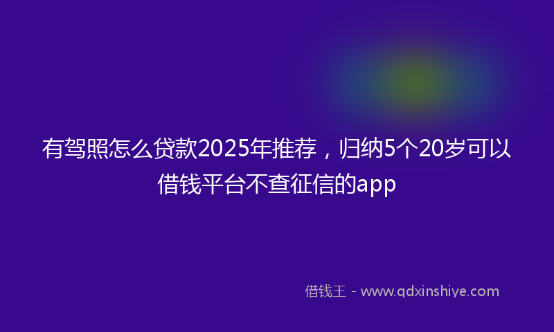 有驾照怎么贷款2025年推荐，归纳5个20岁可以借钱平台不查征信的app