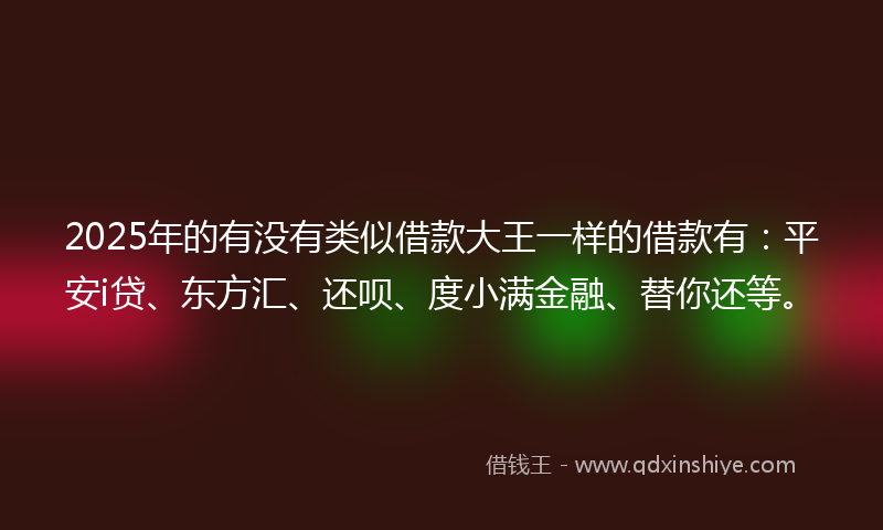 2025年的有没有类似借款大王一样的借款有：平安i贷、东方汇、还呗、度小满金融、替你还等。