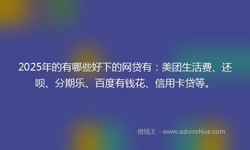 2025年的有哪些好下的网贷有：美团生活费、还呗、分期乐、百度有钱花、信用卡贷等。