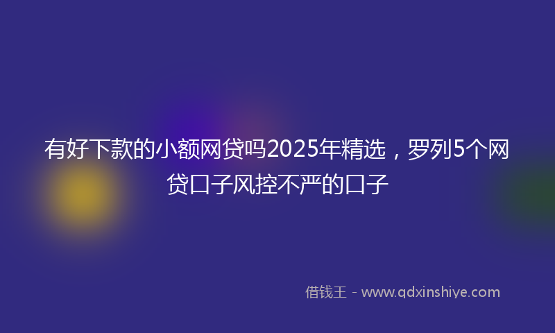 有好下款的小额网贷吗2025年精选，罗列5个网贷口子风控不严的口子