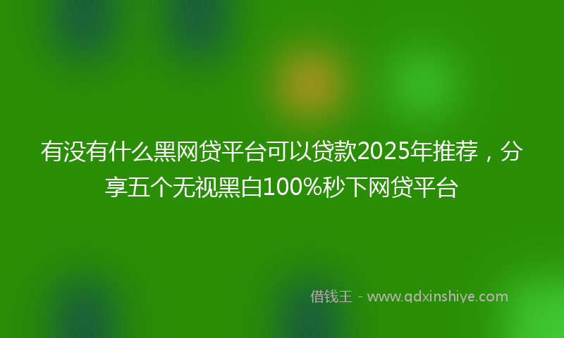 有没有什么黑网贷平台可以贷款2025年推荐，分享五个无视黑白100%秒下网贷平台