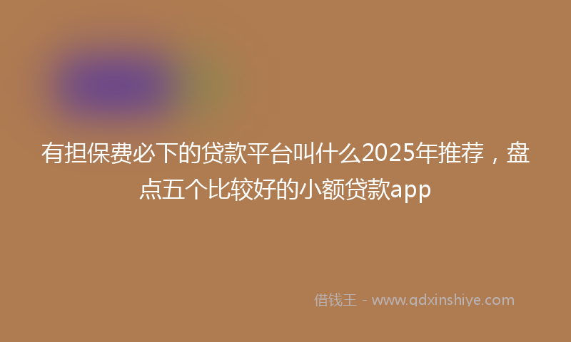 有担保费必下的贷款平台叫什么2025年推荐，盘点五个比较好的小额贷款app