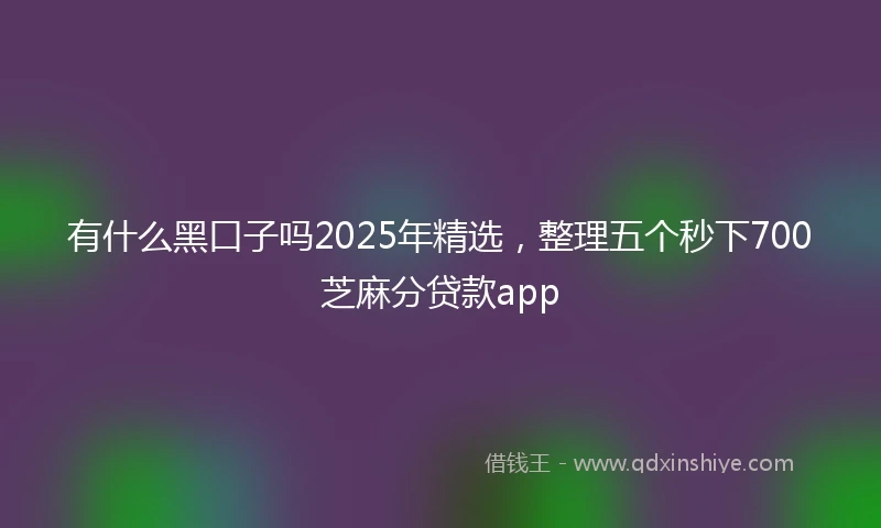 有什么黑口子吗2025年精选，整理五个秒下700芝麻分贷款app