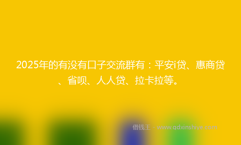 2025年的有没有口子交流群有：平安i贷、惠商贷、省呗、人人贷、拉卡拉等。