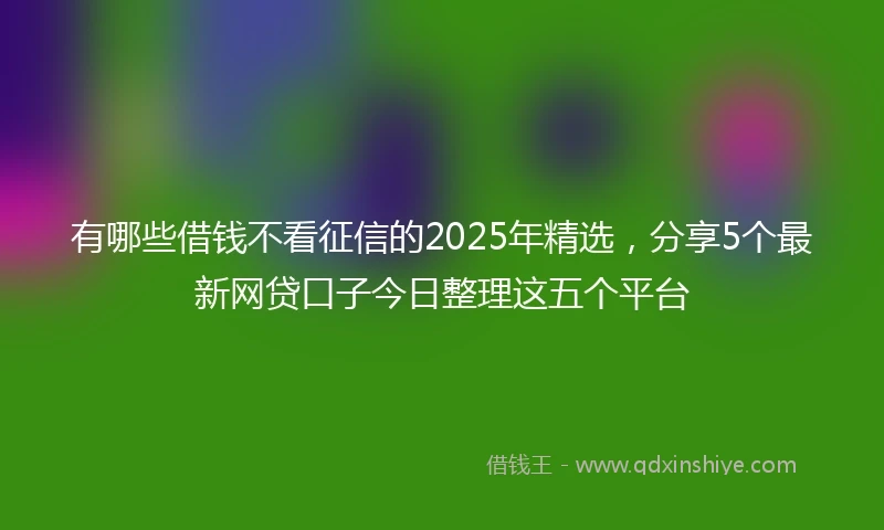 有哪些借钱不看征信的2025年精选，分享5个最新网贷口子今日整理这五个平台