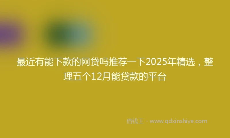 最近有能下款的网贷吗推荐一下2025年精选，整理五个12月能贷款的平台