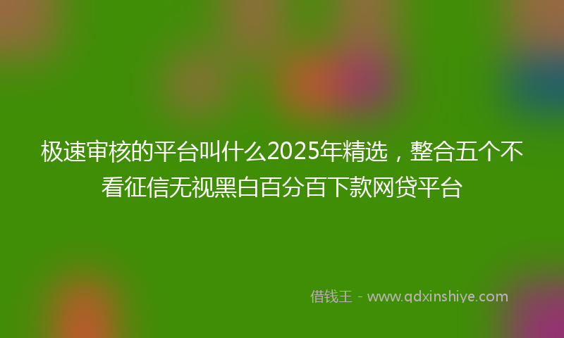 极速审核的平台叫什么2025年精选，整合五个不看征信无视黑白百分百下款网贷平台