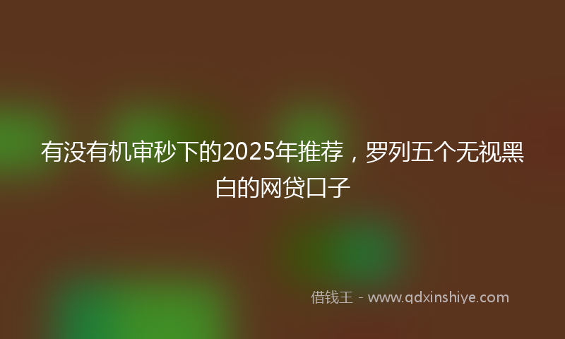 有没有机审秒下的2025年推荐，罗列五个无视黑白的网贷口子