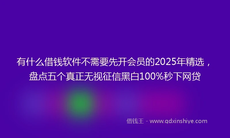 有什么借钱软件不需要先开会员的2025年精选，盘点五个真正无视征信黑白100%秒下网贷
