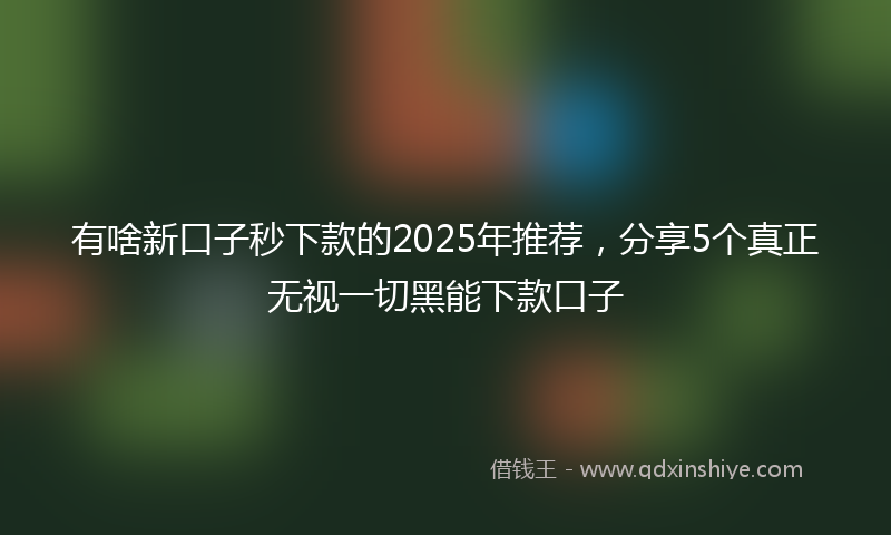 有啥新口子秒下款的2025年推荐，分享5个真正无视一切黑能下款口子