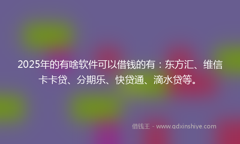 2025年的有啥软件可以借钱的有：东方汇、维信卡卡贷、分期乐、快贷通、滴水贷等。