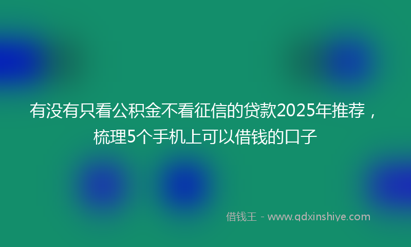 有没有只看公积金不看征信的贷款2025年推荐，梳理5个手机上可以借钱的口子