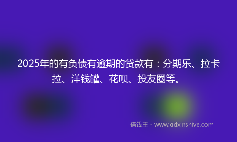 2025年的有负债有逾期的贷款有：分期乐、拉卡拉、洋钱罐、花呗、投友圈等。