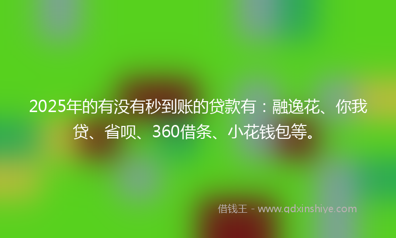 2025年的有没有秒到账的贷款有：融逸花、你我贷、省呗、360借条、小花钱包等。