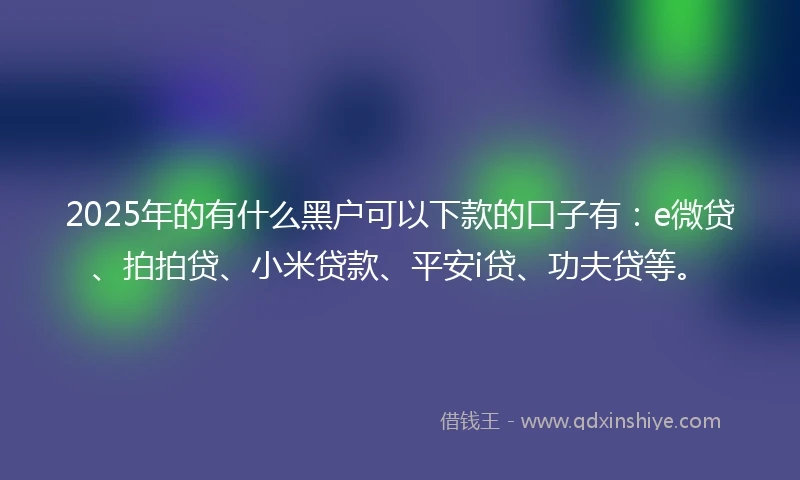 2025年的有什么黑户可以下款的口子有：e微贷、拍拍贷、小米贷款、平安i贷、功夫贷等。
