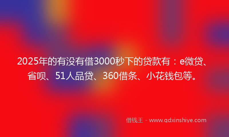 2025年的有没有借3000秒下的贷款有:e微贷、省呗、51人品贷、360借条、小花钱包等。