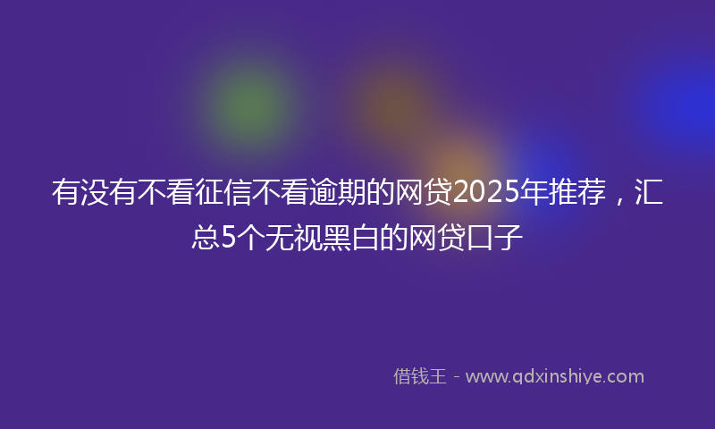 有没有不看征信不看逾期的网贷2025年推荐，汇总5个无视黑白的网贷口子