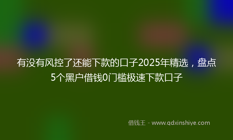 有没有风控了还能下款的口子2025年精选，盘点5个黑户借钱0门槛极速下款口子