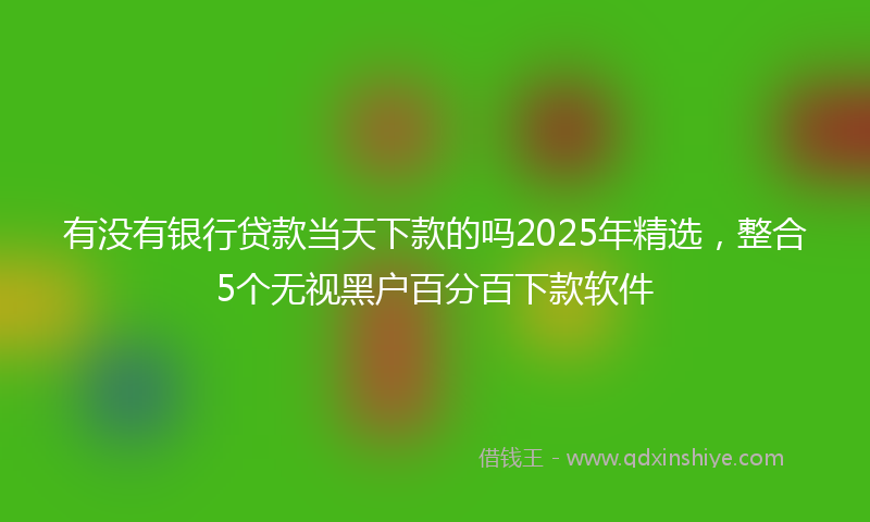有没有银行贷款当天下款的吗2025年精选，整合5个无视黑户百分百下款软件