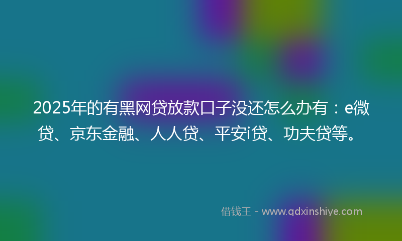 2025年的有黑网贷放款口子没还怎么办有：e微贷、京东金融、人人贷、平安i贷、功夫贷等。