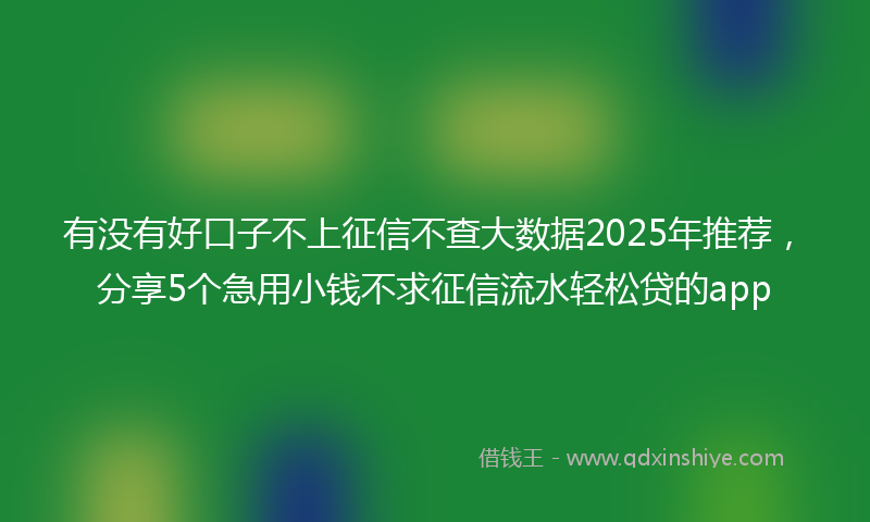 有没有好口子不上征信不查大数据2025年推荐，分享5个急用小钱不求征信流水轻松贷的app