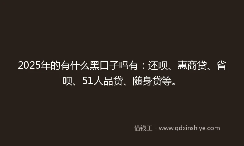 2025年的有什么黑口子吗有：还呗、惠商贷、省呗、51人品贷、随身贷等。