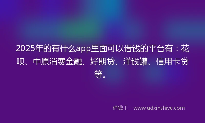 2025年的有什么app里面可以借钱的平台有：花呗、中原消费金融、好期贷、洋钱罐、信用卡贷等。