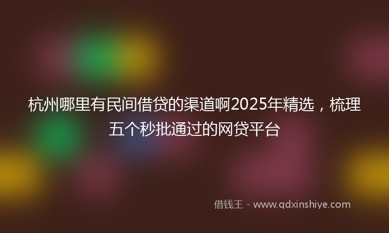 杭州哪里有民间借贷的渠道啊2025年精选，梳理五个秒批通过的网贷平台