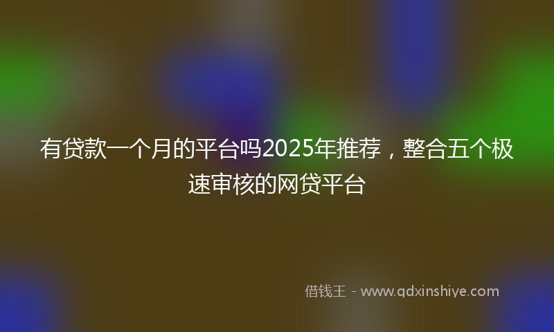 有贷款一个月的平台吗2025年推荐，整合五个极速审核的网贷平台