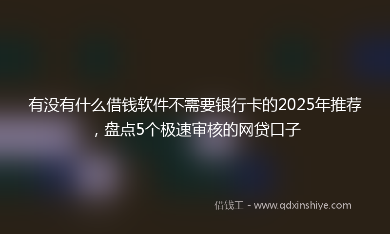 有没有什么借钱软件不需要银行卡的2025年推荐，盘点5个极速审核的网贷口子
