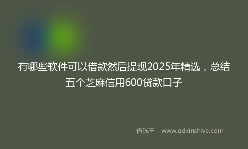 有哪些软件可以借款然后提现2025年精选，总结五个芝麻信用600贷款口子