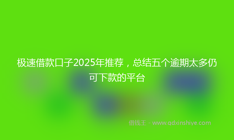 极速借款口子2025年推荐，总结五个逾期太多仍可下款的平台