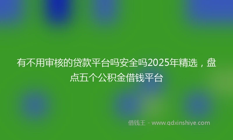 有不用审核的贷款平台吗安全吗2025年精选，盘点五个公积金借钱平台