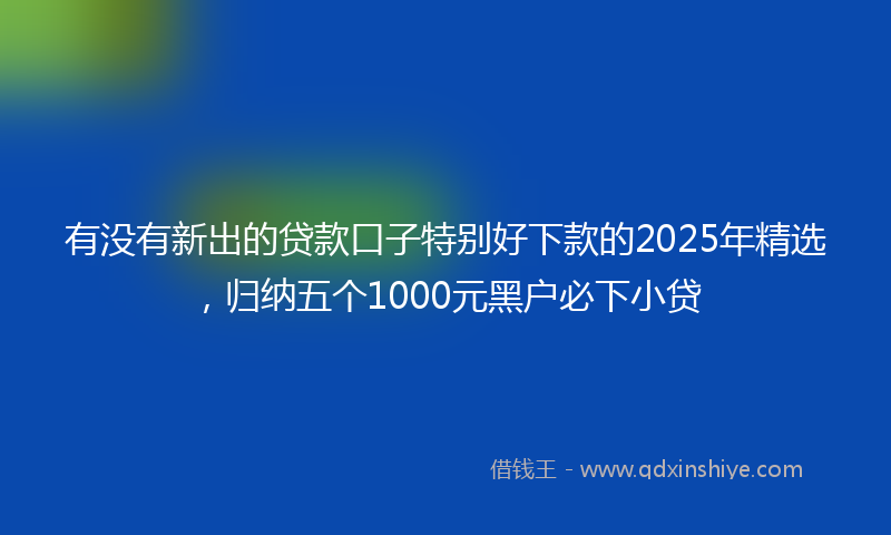 有没有新出的贷款口子特别好下款的2025年精选，归纳五个1000元黑户必下小贷