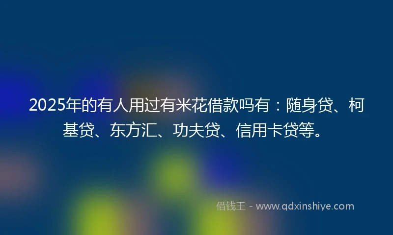 2025年的有人用过有米花借款吗有：随身贷、柯基贷、东方汇、功夫贷、信用卡贷等。
