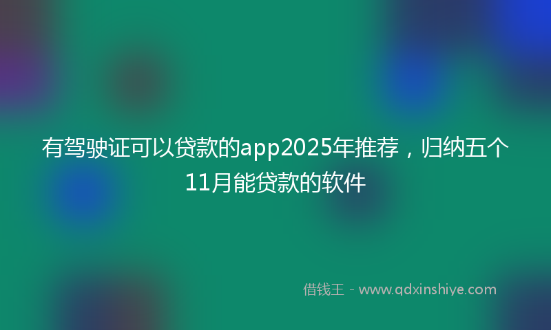有驾驶证可以贷款的app2025年推荐，归纳五个11月能贷款的软件