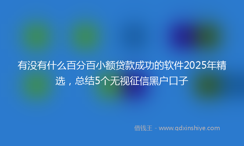 有没有什么百分百小额贷款成功的软件2025年精选，总结5个无视征信黑户口子
