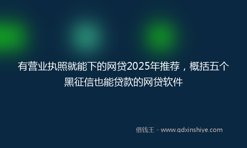 有营业执照就能下的网贷2025年推荐，概括五个黑征信也能贷款的网贷软件