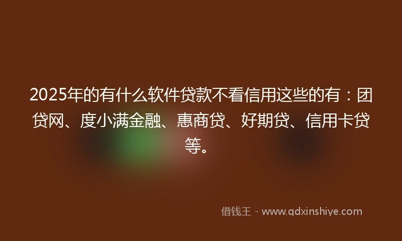2025年的有什么软件贷款不看信用这些的有：团贷网、度小满金融、惠商贷、好期贷、信用卡贷等。