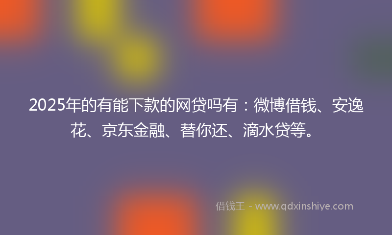 2025年的有能下款的网贷吗有：微博借钱、安逸花、京东金融、替你还、滴水贷等。