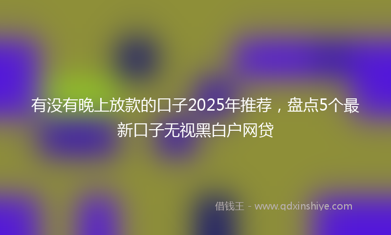 有没有晚上放款的口子2025年推荐，盘点5个最新口子无视黑白户网贷