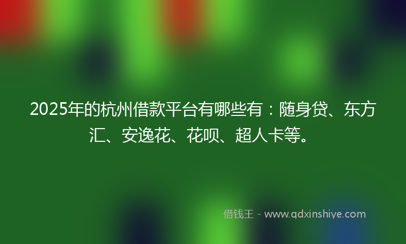 2025年的杭州借款平台有哪些有：随身贷、东方汇、安逸花、花呗、超人卡等。