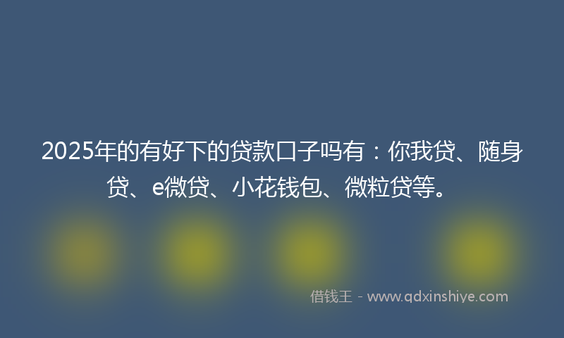 2025年的有好下的贷款口子吗有：你我贷、随身贷、e微贷、小花钱包、微粒贷等。