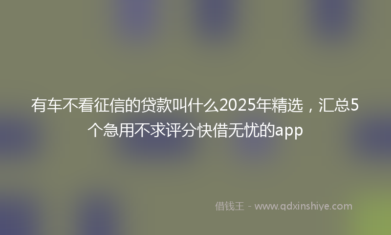 有车不看征信的贷款叫什么2025年精选，汇总5个急用不求评分快借无忧的app