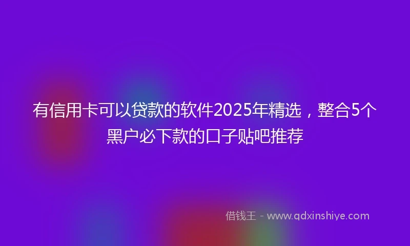 有信用卡可以贷款的软件2025年精选，整合5个黑户必下款的口子贴吧推荐