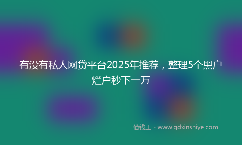 有没有私人网贷平台2025年推荐，整理5个黑户烂户秒下一万
