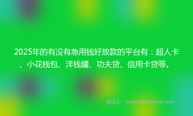2025年的有没有急用钱好放款的平台有:超人卡、小花钱包、洋钱罐、功夫贷、信用卡贷等。