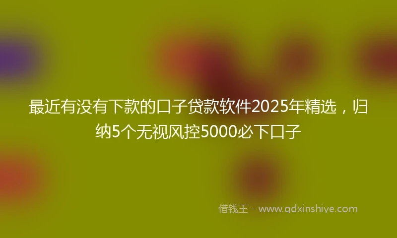 最近有没有下款的口子贷款软件2025年精选，归纳5个无视风控5000必下口子