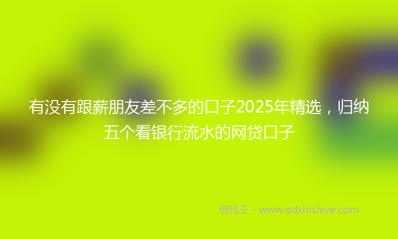 有没有跟薪朋友差不多的口子2025年精选，归纳五个看银行流水的网贷口子
